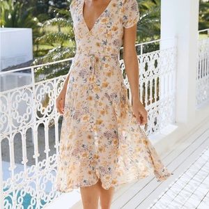 Home with You Midi Dress- Beige